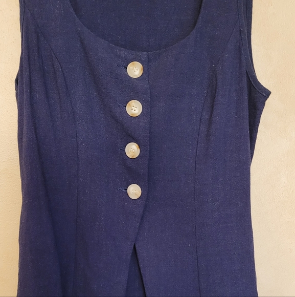 Linen Blend Navy Vest, Tie In Back New Without Tags. - Picture 1 of 3